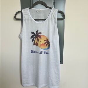 Source Unknown White Tank Top with Sunset Graphic